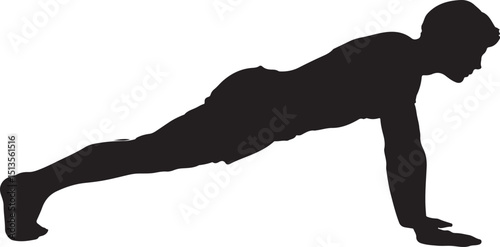 Silhouette of a Person Performing a Plank Exercise