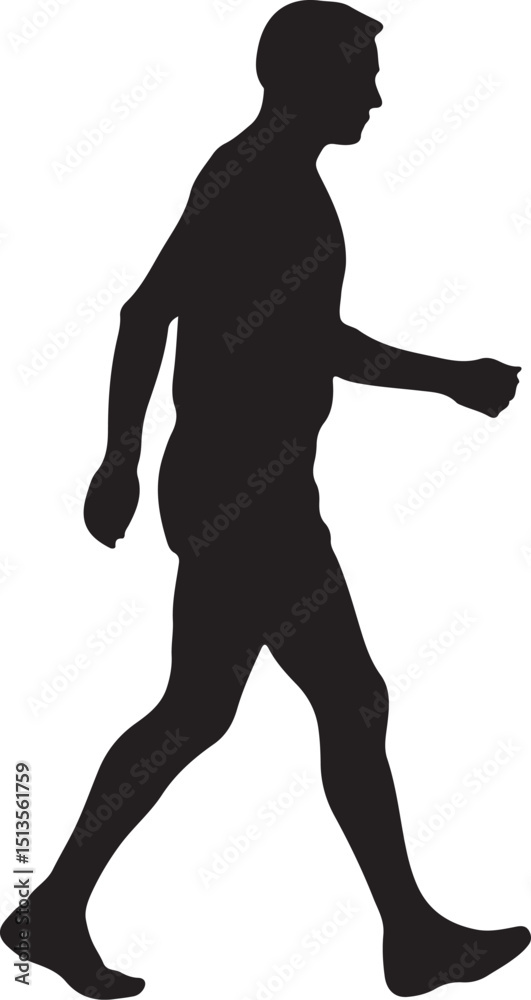 Obraz premium Silhouette of a Man Walking Side Profile