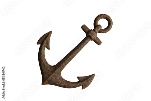 old vintage ship anchor isolated on, High-quality nautical object perfect for marine themes, naval design, sea-related branding, Rusty and aged metal texture gives it an authentic maritime look