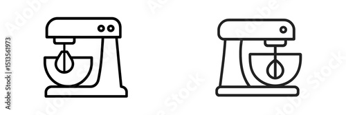 Stylish kitchen mixer illustration showing two distinct designs in black and white tones for culinary creativity