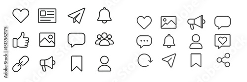Various icons representing communication and interaction symbols showcased in a minimalistic design suitable for digital platforms