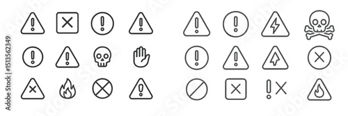 Various warning symbols displayed on a light background for safety and hazard awareness