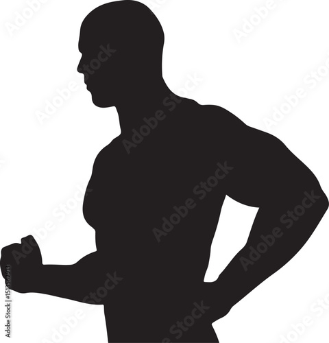 Muscular Man Silhouette Profile Strong Bodybuilder Fitness