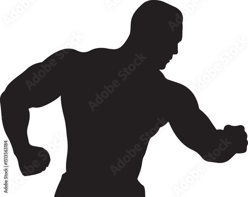 Muscular Male Bodybuilder Silhouette Strongman Fitness