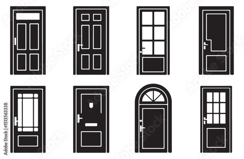 Stylish black and white door designs with unique frames for contemporary home decor.