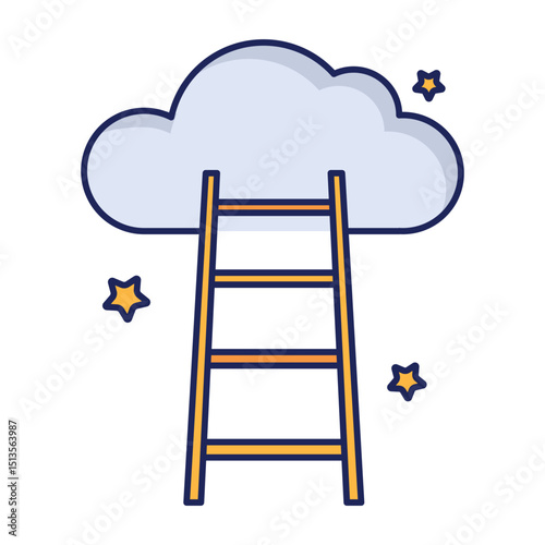 A ladder reaching toward a cloud, symbolizing dreams, ambition, and achieving high aspirations.A ladder reaching toward a cloud, symbolizing dreams, ambition, and achieving high aspirations