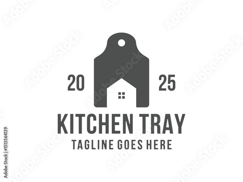 cutting board with home kitchen logo, tray design, vector isolated on transparent background