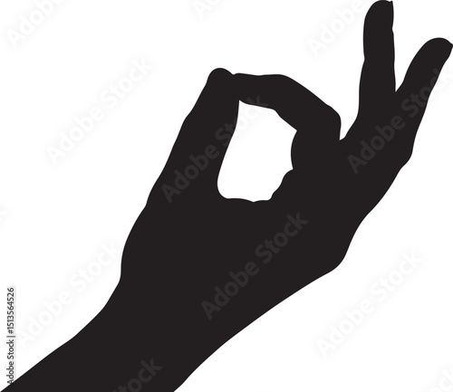 Black Silhouette of Hand Forming Okay Gesture