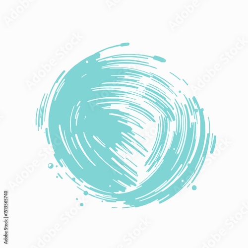Abstract turquoise swirl texture on white background creating a sense of movement and organic artistic expression for creative designs
