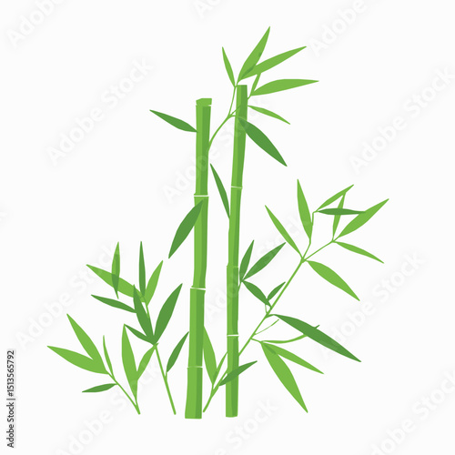 Stylized illustration of bamboo stalks and leaves with a clean and minimalistic design against a white background