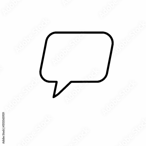 Simple black and white speech bubble icon depicting communication and messaging concepts suitable for digital design