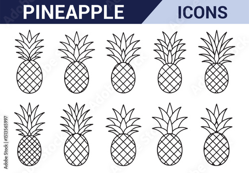 Hand-Drawn Pineapple Icon Set - A collection of unique pineapple icons for tropical and food-related designs.
