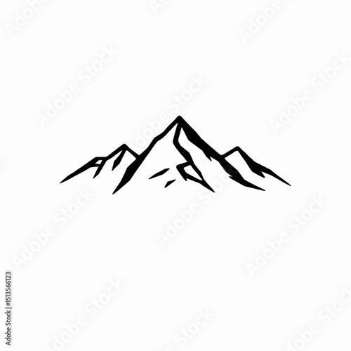Simple mountain range illustration black and white vector graphic design perfect for logo creation and brand identity elements