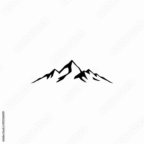 Simple black and white mountain range illustration suitable for logo design travel and adventure concepts emblem and iconography