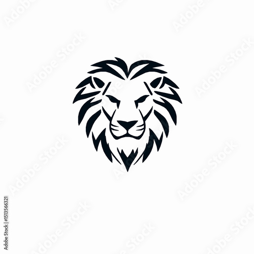 Elegant and stylized black lion head emblem design showcasing the majestic animal suitable for branding business logos and creative projects photo