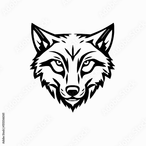 Intricate black and white wolf head illustration depicting courage and wilderness spirit suitable for logos and designs