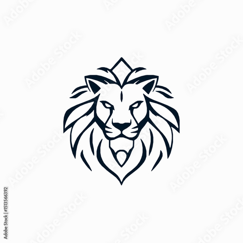 Elegant linear lion head logo depicting strength power and sophistication suitable for brand identity and corporate design elements