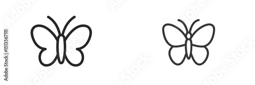 Stylized butterflies shown side by side in a simple design, highlighting their distinct shapes and features