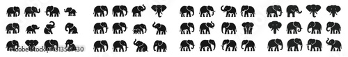 Various silhouettes of elephants and other animals create a captivating display of wildlife's diversity