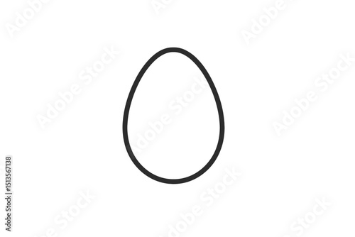 Outline of an egg shape drawn in black on a white background showcasing simple design aesthetics in minimalist style