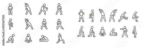 Various human figure outlines illustrating different body movements and postures in a simple and minimalist design