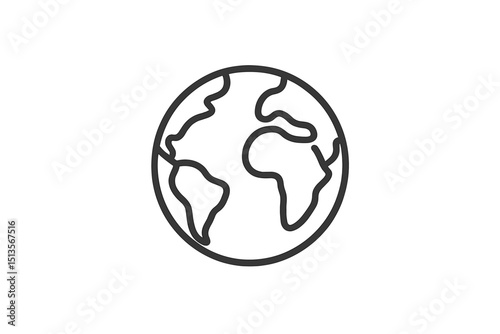 Illustration of a simplified globe showcasing continents with lines representing oceans and landmasses in a minimalist style
