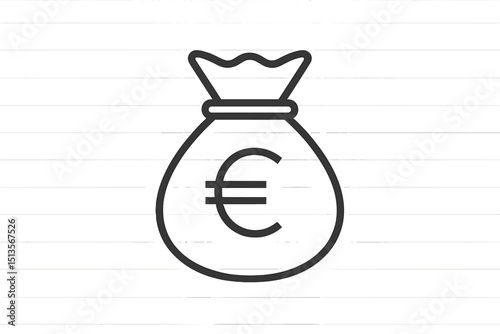 Money bag icon featuring euro symbol on a white background for financial concepts and discussions