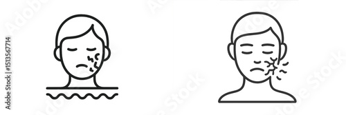 Emotional expression symbols showing sadness and distress in minimalist design
