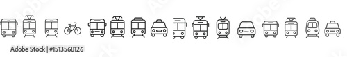 Various modes of transportation represented in a minimalist style with consistent line art