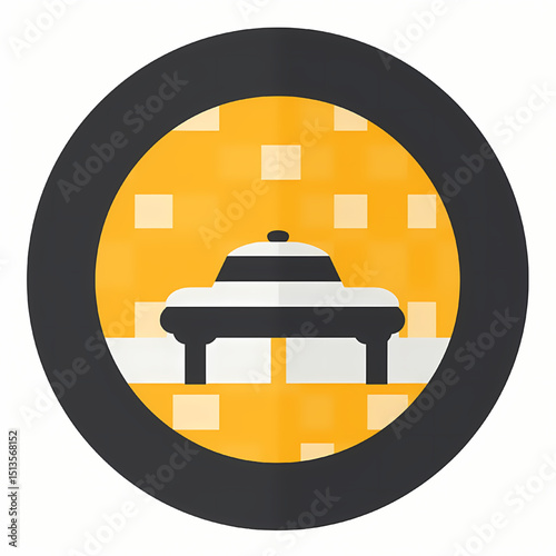 UFO sighting icon: Witness a minimalist, yet intriguing, design of a flying saucer, set against a backdrop hinting at an enigmatic encounter. Perfect for concepts related to science and space!
