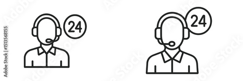 Customer support icons represent 24/7 availability and assistance in a minimalist design