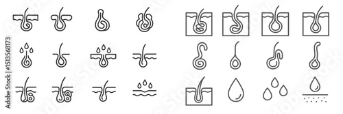 Illustrations of various water droplet designs and fluid shapes in a minimalist style showcasing different forms and movements
