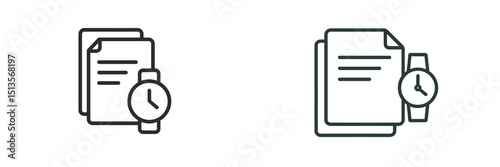 Icons depicting documents alongside a clock symbolizing time management and organization in professional settings