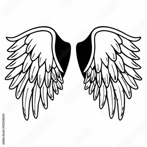 Elegant black and white angel wings design element