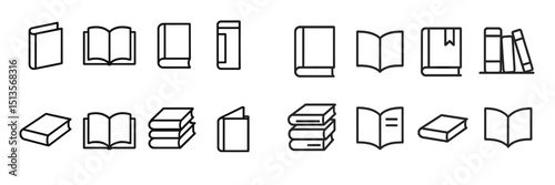 Diverse collection of book outlines arranged in a neat pattern on a light background showcasing different book types and sizes