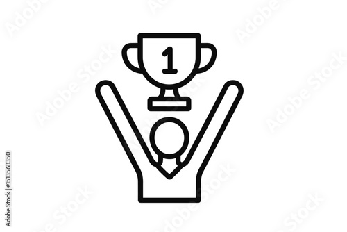 Celebrating victory with a trophy raised high in excitement during a competition or event