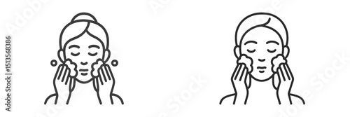 Skincare routine showing two women cleansing their faces with gentle movements during morning or evening regimen