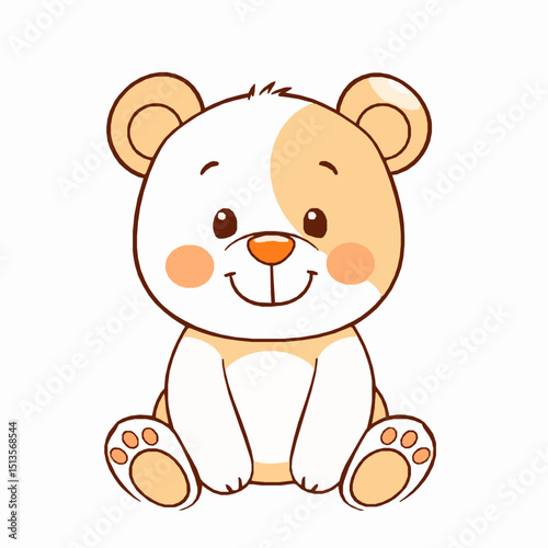 Adorable cartoon teddy bear illustration in soft pastel colors perfect for baby shower invitations children's books or nursery decorations