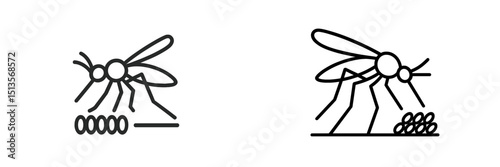 Mosquito illustrations depicting life cycle stages in a simple design for educational use