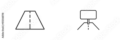 Road sign and junction layout design in a minimalistic style for traffic management and navigation