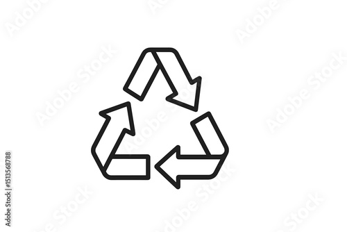 Icon representing recycling process with three arrows indicating sustainability and environmental care