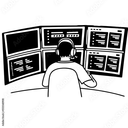 Professional programmer working multiple monitors