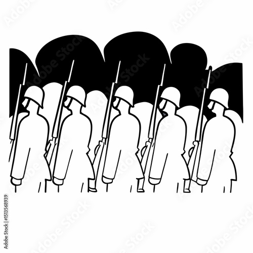 Soldiers marching silhouettes transparent png