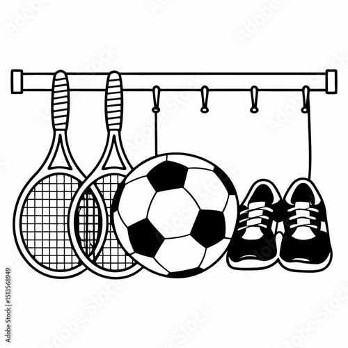 Sport equipment hanging rack tennis soccer shoes