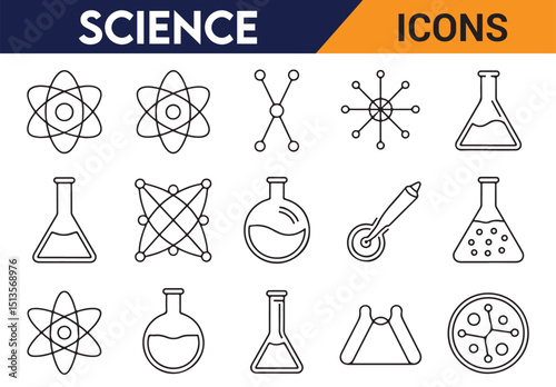 Science and Experiment Icon Set - A modern visual representation for scientific research and learning.