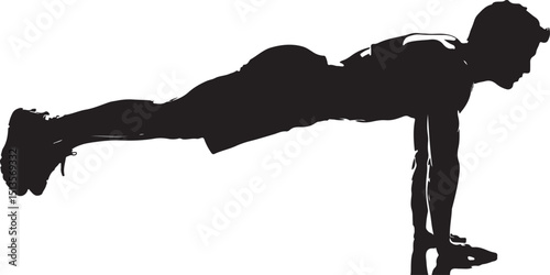 Silhouette of a Man Performing a Plank Exercise