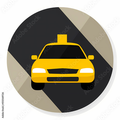 Yellow Cab Icon: A meticulously designed icon of a classic yellow cab, radiating a sense of reliable transportation and urban mobility. Perfect for various digital and print applications.