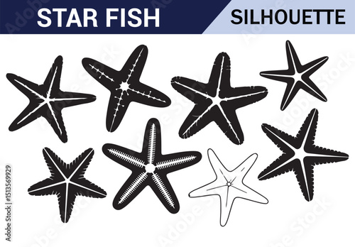Abstract black starfish design with detailed dots on white background for creative patterns.