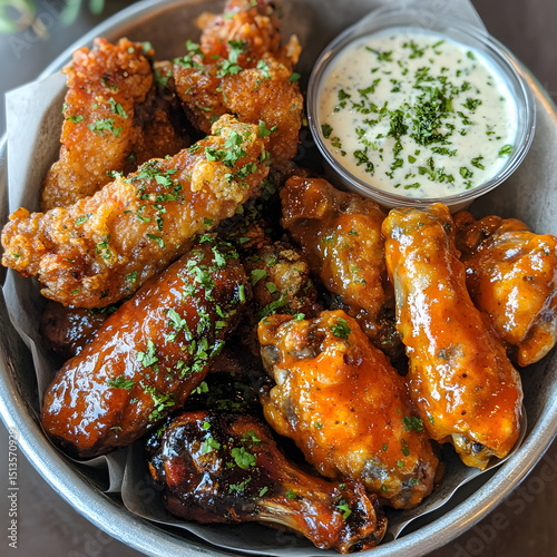 A Flavorful Chicken Wings Trio - BBQ, Buffalo, and Garlic Parmesan