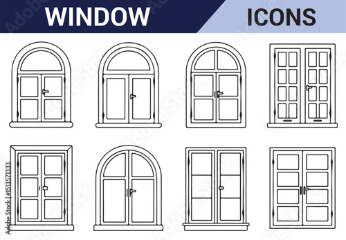 Collection of black and white window styles, perfect for both modern and traditional home interiors.
